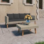 vidaXL Salon de jardin 2 Pièces avec coussins Résine tressée Beige