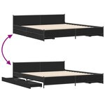 vidaXL Cadre de lit avec tiroirs noir 200x200 cm bois d'ingénierie