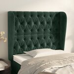 vidaXL Tête de lit avec oreilles Vert foncé 103x23x118/128 cm Velours