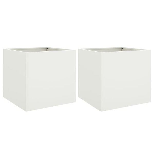 vidaXL Jardinières 2 Pièces blanc 42x40x39 cm acier laminé à froid