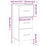 vidaXL Buffet Gris béton 34 5x34x90 cm Bois d'ingénierie