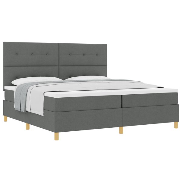 vidaXL Lit à sommier avec matelas gris foncé 200x200 cm en tissu