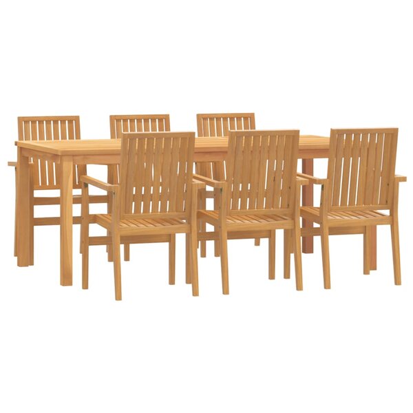 vidaXL Ensemble à manger de jardin 7 Pièces Bois de teck solide