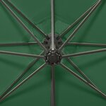 vidaXL Parasol déporté avec mât et lumières LED Vert 300 cm