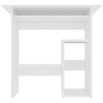 Bureau table poste de travail meuble d'ordinateur informatique étude 80 x 45 x 74 cm bois d’ingénierie blanc 02_0023526