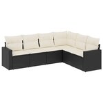 vidaXL Salon de jardin 6 Pièces avec coussins noir résine tressée