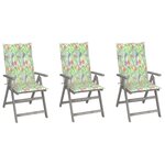 vidaXL Chaises inclinables de jardin lot de 3 et coussins Bois acacia