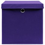 vidaXL Boîtes de rangement et couvercles 4 Pièces Violet 32x32x32cm Tissu