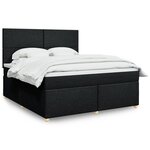 vidaXL Sommier à lattes de lit avec matelas Noir 180x200 cm Tissu