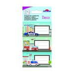 12 étiquettes adhésives scolaires - Rectangle - Voiture de police  camion de pompier