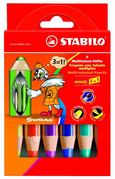 Etui de 6 crayons aux talents multiples woody 3 en 1 STABILO