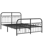 vidaXL Cadre de lit métal avec tête de lit/pied de lit noir 137x190 cm