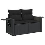 vidaXL Salon de jardin 4 Pièces avec coussins noir résine tressée