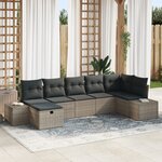 vidaXL Ensemble de canapé de jardin 7 pièces avec coussins gris en rotin poly