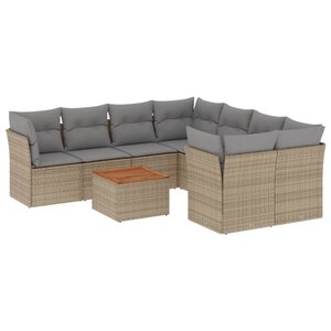 vidaXL Salon de jardin avec coussins 9 Pièces beige résine tressée