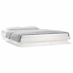 vidaXL Cadre de lit à LED blanc 140x190 cm bois massif