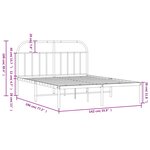 vidaXL Cadre de lit métal avec tête de lit blanc 135x190 cm