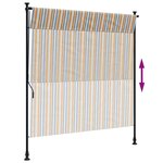 vidaXL Store roulant d'extérieur jaune et blanc 200x270 cm tissu acier