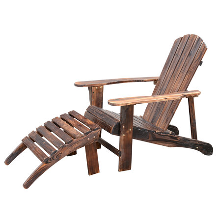 Fauteuil de jardin adirondack chaise longue chaise plage avec tabouret bois de sapin