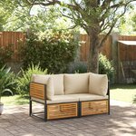 vidaXL Salon de jardin avec coussins 2 Pièces bois massif acacia