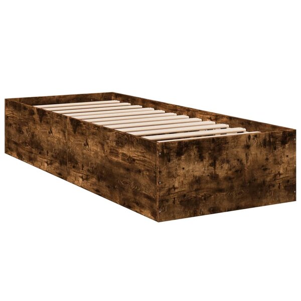 vidaXL Cadre de lit chêne fumé 90x190 cm bois d'ingénierie