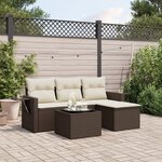 vidaXL Salon de jardin 4 Pièces avec coussins marron résine tressée