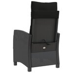 vidaXL Chaise inclinable de jardin avec coussins noir résine tressée