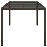 vidaXL Table de jardin Marron 190x90x75 cm Verre trempé/résine tressée