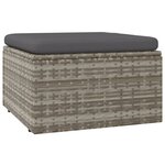vidaXL Salon de jardin 7 Pièces avec coussins Gris Résine tressée
