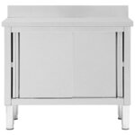 vidaXL Table de travail avec portes coulissantes 100x50x(95-97)cm Inox