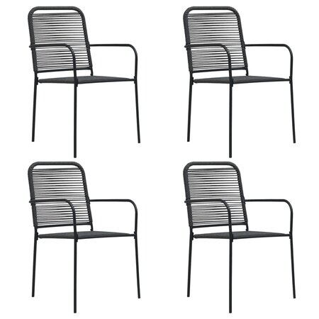 vidaXL Chaises de jardin 4 Pièces Corde en coton et acier Noir