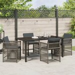vidaXL Ensemble de repas jardin 5 pièces avec coussins Gris en rotin poly