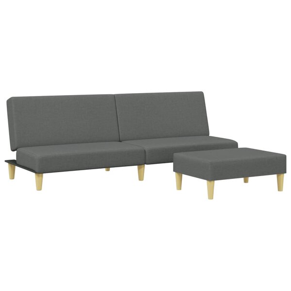 vidaXL Canapé-lit à 2 places avec repose-pied gris foncé tissu