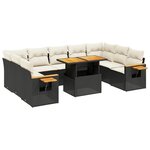 vidaXL Salon de jardin 10 Pièces avec coussins noir résine tressée