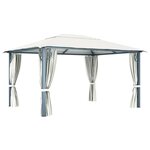 vidaXL Tonnelle avec rideau et lumières LED 4x3 m Crème Aluminium