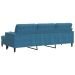 vidaXL Canapé à 3 places avec repose-pieds Bleu 210 cm Velours