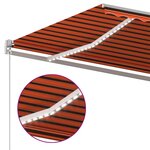 vidaXL Auvent automatique capteur de vent LED 600x300 cm Orange marron
