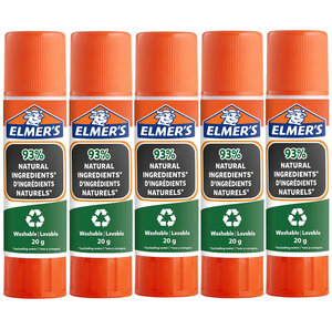 Elmer's stic bâtons de colle pure  93   d'ingrédients naturels  Idéal pour les écoles et le bricolage  20g x 5