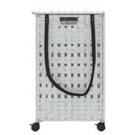 vidaXL Panier à linge avec roulettes blanc 66x35x60 cm résine tressée