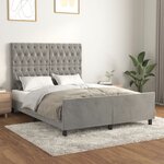 vidaXL Cadre de lit avec tête de lit Gris clair 140x200 cm