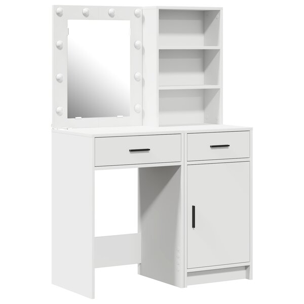 Ensemble de coiffeuse 2 pièces avec LED en bois blanc