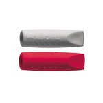 Gommes 'GRIP 2001 ERASER CAP' Sachet de 2 (Gris/bleu OU Gris/rouge) FABER-CASTELL