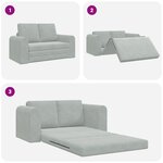 vidaXL Canapé-lit au sol 2-en-1 Gris clair 148x71x83 cm Velours