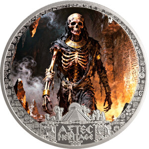Monnaie MICTLANTECUTLI Aztec Heritage 1/2 Oz Argent 5$ Liberia 2026 (PRÉCOMMANDE)