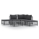 vidaXL Salon de jardin avec coussins 6 Pièces anthracite acier
