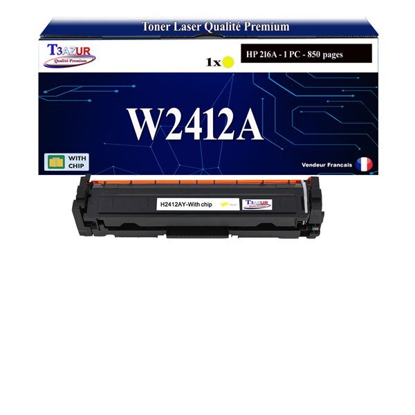 T3AZUR - 216A Toner compatible avec W2412A Jaune compatible avec HP Color LaserJet Pro MFP M182n  M183fw Jaune