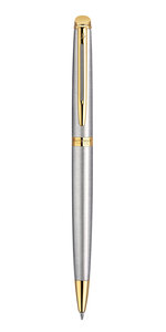 Waterman hemisphere stylo bille acier inoxydable recharge bleue pointe moyenne coffret cadeau