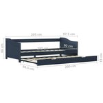 vidaXL Cadre de lit extensible sans matelas gris 90x200 cm