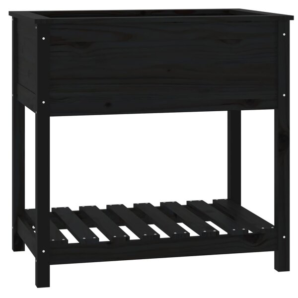 vidaXL Jardinière avec étagère Noir 82 5x54x81 cm Bois massif de pin