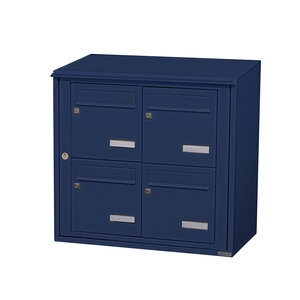 Bloc collectif leabox.com 2x2 grade 3 simple face Extérieur fixation murale Bleu Saphir RAL 5003 finition brillante